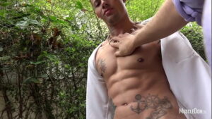 Gay porn muscle worship abs cum